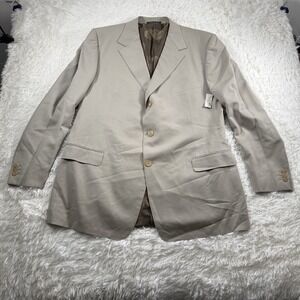 Vintage Gianni Versace Couture Blazer Mens 52 Beige Wool Medusa Lining Italy 90s
